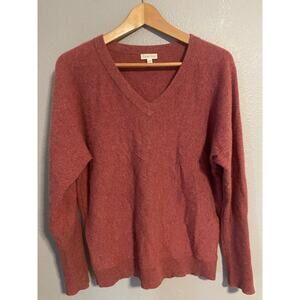 Garnet Hill Sweater Womens Small Light Red Merino Wool Pullover Long Sleeve